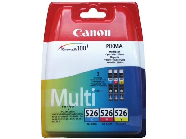 Canon CLI-526 C/M/Y Multi pack - 3-pack - 9 ml - gul, cyan, magenta - original - bläcktank - för PIXMA iP4850, iP4950, iX6550, MG5150, MG5250, MG53...