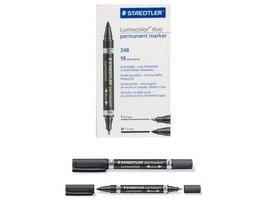 STAEDTLER Lumocolor duo - Märkpenna med dubbel spets - permanent - svart - 1.5 mm / 0.6 mm - medel / fin