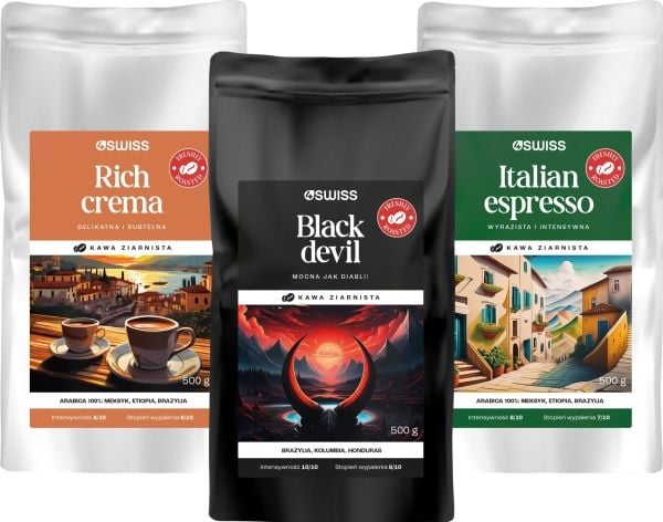 Kaffe i bønner 4Swiss kaffesett 1,5 kg