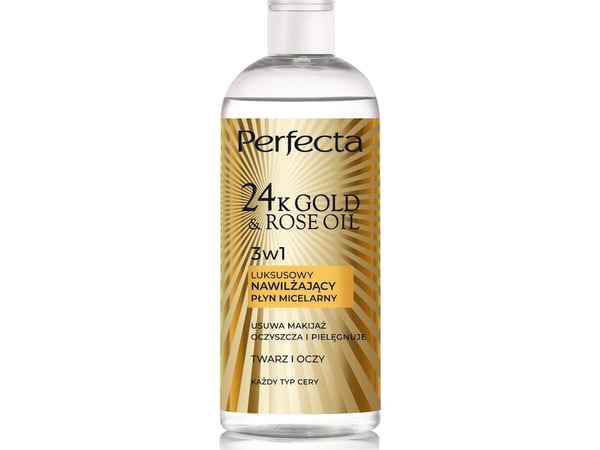 Perfecta 24K Gold & Rose Oil Luksuriøs fuktighetsgivende micellær væske 400ml Perfecta 24K Gold & Rose Oil Luksuriøs fuktighetsgivende micellær væske 400ml