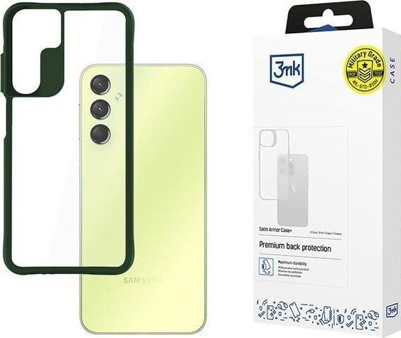 3MK Satin Armor Case+ Green pro Samsung Galaxy A25 5G, Etui, Samsung, Galaxy A25 5G, 16,5 cm (6.5"), Grønn, Gjennomsiktig