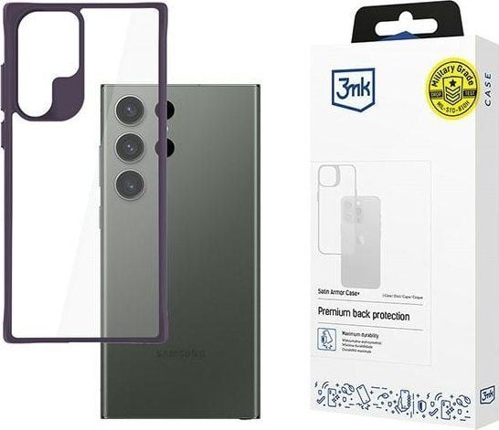 3MK Satin Armor Case+, Etui, Samsung, Galaxy S24 Ultra, 17,3 cm (6.8"), Lilla, Gjennomsiktig