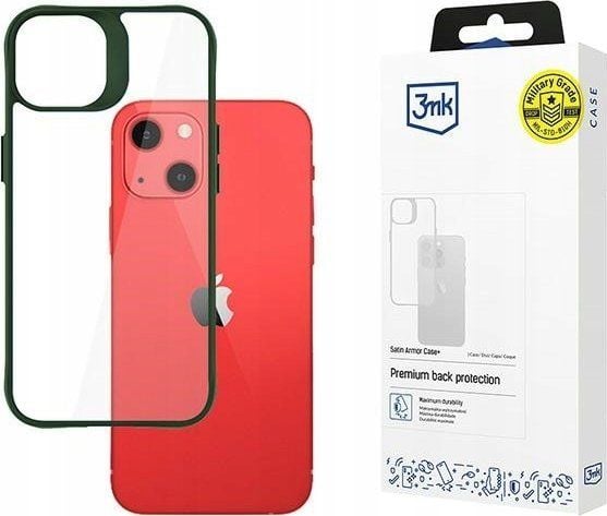 3MK Satin Armor Case+, Omslag, Apple, iPhone 13, 15,5 cm (6.1"), Grön, Transparent