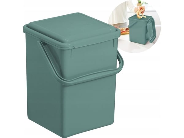 Bio affaldsspand, Rotho, mørkegrøn, plast, 9 l, med lufttæt låg