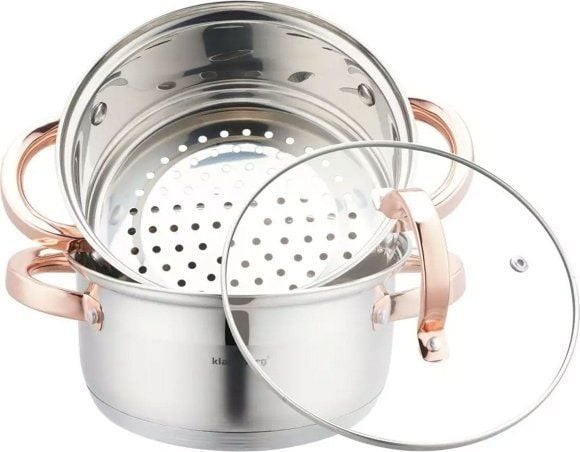 Klausberg kjele med dampinnsats 3 deler 18 cm KB-7725 roségull
