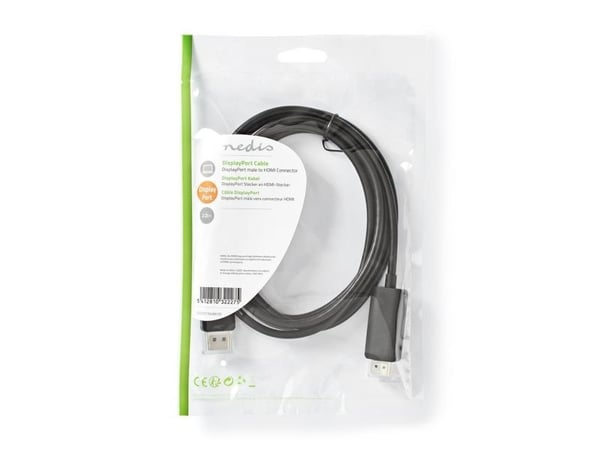 Nedis CCGP37104BK20, 2 m, DisplayPort, HDMI, Hankjønn, Hankjønn, Rett