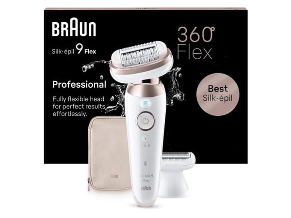 Braun Silk-épil 9 Flex 9-030 3D, Rosa, Hvit, 40 pinsetter, MicroGrip, Armhule, Bikini, 0,5 mm, Batteri