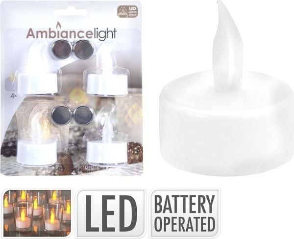 Kodin sisustus Tealight Led kynttiläsarja - 4 kpl