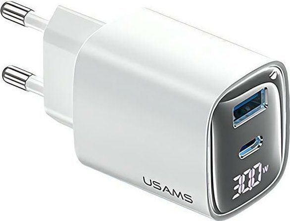 USAMS-lader USAMS Lad. siec. CC229 30W GaN USB-C/USB-A Fast Charging XC-serien hvit CC229TC02