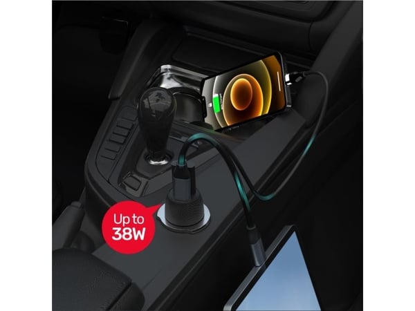 Unitek P1400A autolaturi 38W USB-A USB-C QC 3.0 USB-C QC 3.0