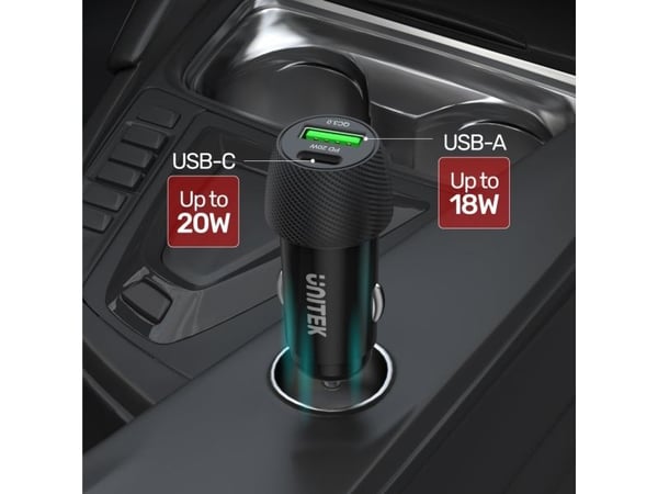 Unitek P1400A autolaturi 38W USB-A USB-C QC 3.0 USB-C QC 3.0
