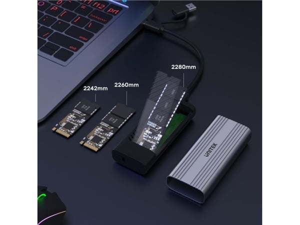 UNITEK M.2, PCIE, NVME/SATA 10GBPS DREVKABINET
