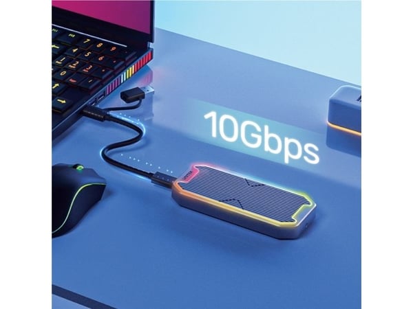 Unitek M.2 SSD NVMe/SATA 10Gbps RGB diskkabinett