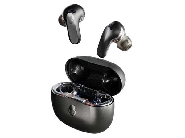 Skullcandy Rail - True wireless-hodetelefoner med mikrofon - i øret - Bluetooth - aktiv støydemping - ekte svart