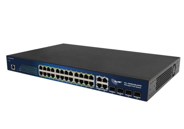 ALLNET ALL-SG8428V2PM, Håndtert, L2, Gigabit Ethernet (10/100/1000), Full tosidig, Strøm over Ethernet (PoE), Rack-montering