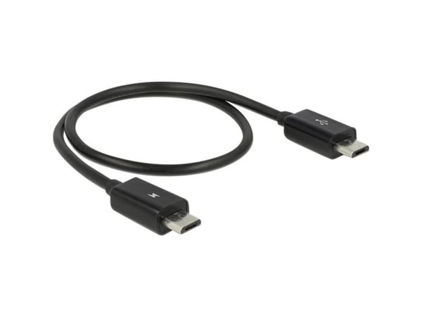 Delock Power Sharing Cable - USB-kabel - Micro-USB type B (hann) til Micro-USB type B (hann) - USB 2.0 OTG - 30 cm - svart