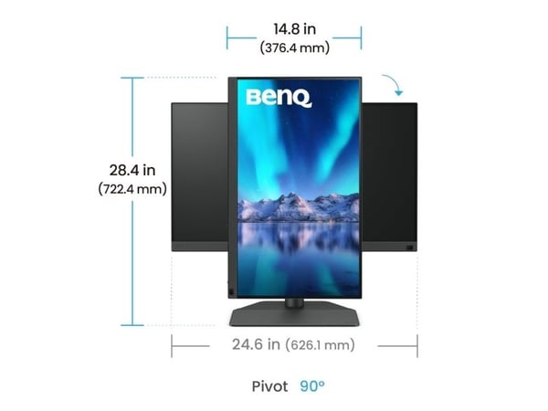 BenQ SW242Q - LED-skjerm - 24.1" - 2560 x 1600 2K @ 60 Hz - IPS - 400 cd/m² - 1000:1 - 5 ms - HDMI, DisplayPort, USB-C