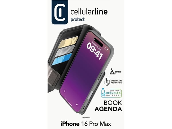 Cellularline 8018080483561, Folio, Apple, iPhone 16 Pro Max, 17,5 cm (6.9"), Svart