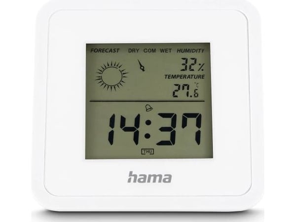 Hama Borneo, Sähkökäyttöinen ympäristön lämpömittari, Sisätila, °C, 0 - 50 °C, Digitaalinen, Valkoinen