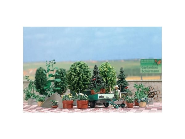 Busch 1211 H0 set med blomster- och planteringskrukor, byggsats
