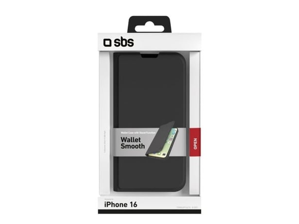 SBS lommebokstativ iPhone 16 svart