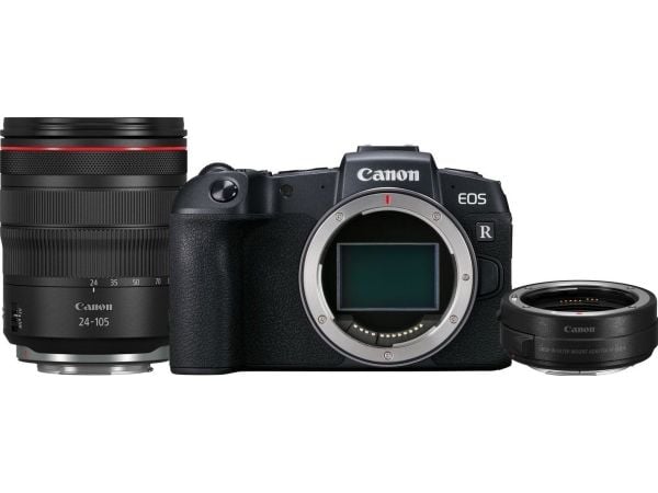 Canon EOS RP Body + RF 24-105mm f/4L IS USM lens + Mount Adapter EF- R, 26,2 MP, 6240 x 4160 piksler, CMOS, 4K Ultra HD, Berøringsskjerm, Svart
