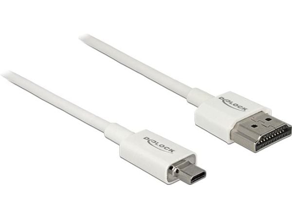 Delock Slim High Quality - HDMI-kabel med Ethernet - 19 pin micro HDMI Type D hann til HDMI hann - 1.5 m - tredobbeltskjermet snodd ledningspar - h...