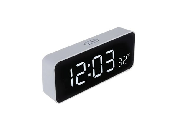 GreenBlue klokke med alarm og termometerfunksjon, hvitt hus, GB397