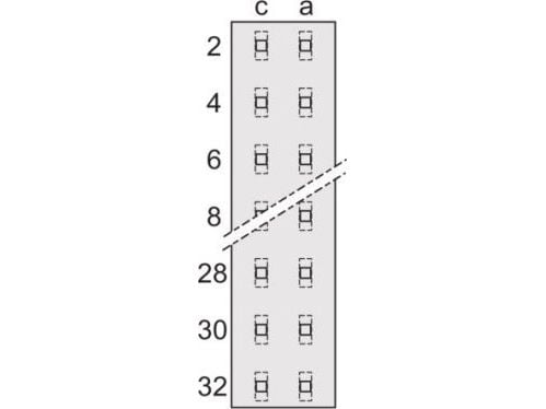 SCHROFF SCHROFF typ D, EN 60603, DIN 41612, hona, 32 stift, lödöglor, 5,5 mm