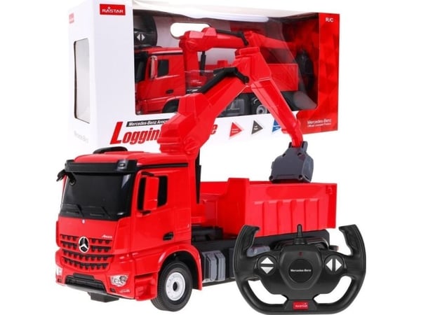 Mercedes-Benz Arocs Fjernstyret Lastbil med kran 2.4G, Gul