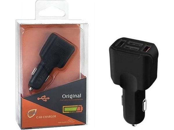 Vega lader BILLADER 4 X USB 3A SVART HURTIGLADER HURTIG 4XUSB 3.0 FASTON 3000mA>