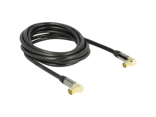 Delock - Antennekabel - IEC-kobling hann til IEC-kobling hunn - 3 m - 85 dB - svart - rettvinklet kontakt