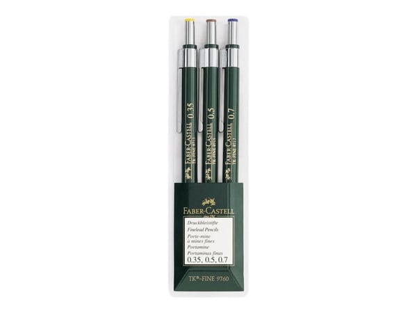 Faber-Castell TK-FINE 9760 - Mekanisk blyant - polymer - HB - 0.35-0.7 mm - retraktil - med viskelær
