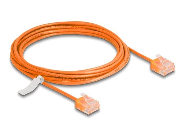 Delock RJ45 nettverkskabel Cat.6 UTP Ultra Slim 3 m oransje med korte plugger