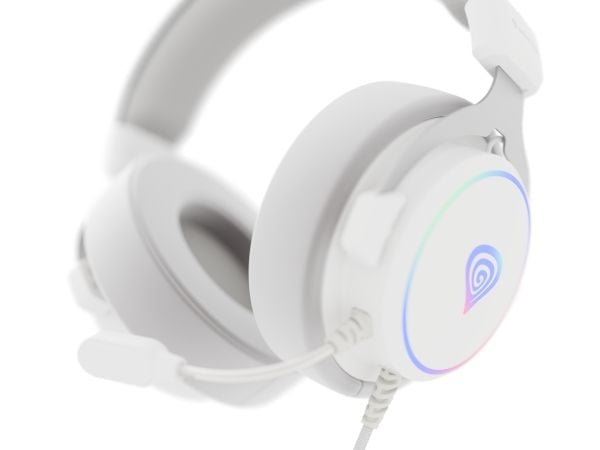GENESIS Neon 764, Koblet med ledninger (ikke trådløs), Spilling, 20 - 20000 Hz, 425 g, Hodesett, Hvit