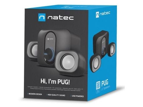 Datamaskinhøyttalere NATEC PUG SPEAKERS 11W RMS 2.1 Sort