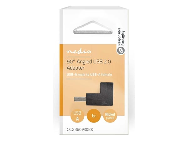 Nedis CCGB60930BK, USB-A, USB-A, Sort