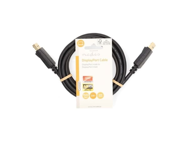 Nedis CCGL37010BK20, 2 m, DisplayPort, DisplayPort, Uros, Uros, Suora