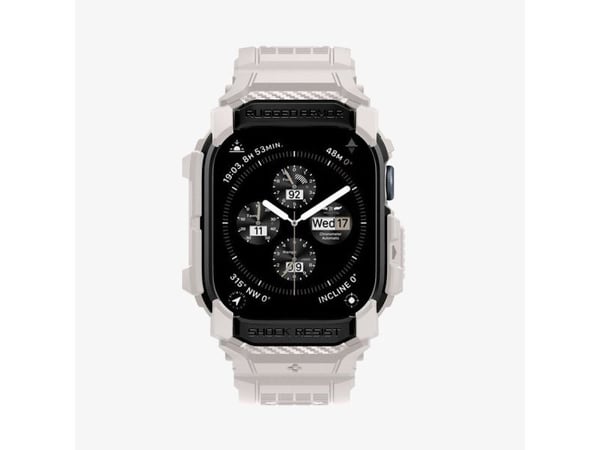 Spigen Rugged Armor Pro, Etui, Smartklokke, Beige, Apple, Apple Watch 10 (46mm), Termoplastisk polyuretan (TPU)