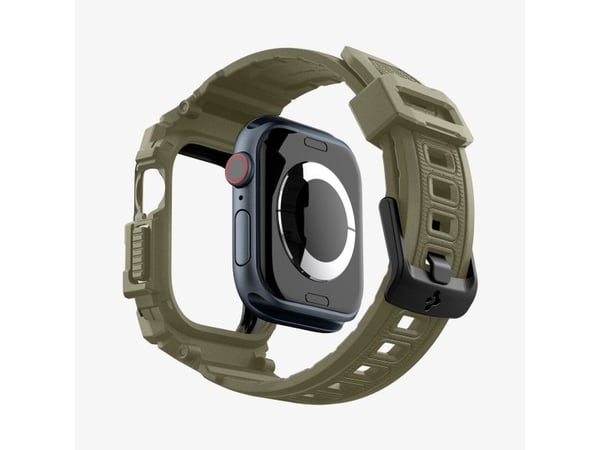 Spigen Rugged Armor Pro, Etui, Smartklokke, Khaki, Apple, Apple Watch 10 (46mm), Termoplastisk polyuretan (TPU)