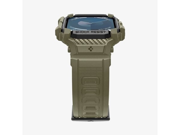 Spigen Rugged Armor Pro, Etui, Smartklokke, Khaki, Apple, Apple Watch 10 (46mm), Termoplastisk polyuretan (TPU)