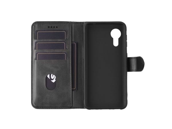 eSTUFF WALES - Flipomslag til mobiltelefon - polyuretan (PU) - sort - for Samsung Galaxy XCover7