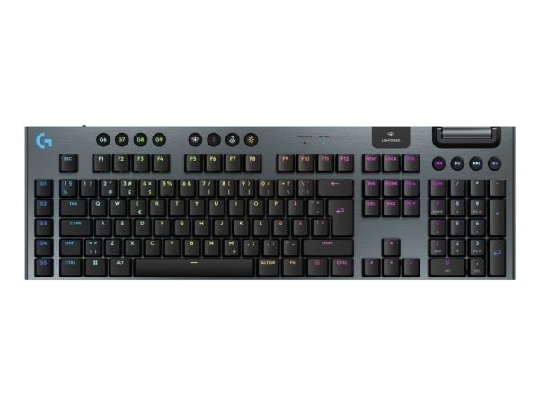 Logitech G G915 X - Tastatur - gaming, LIGHTSPEED - full size - bakgrunnsbelyst - trådløs - Bluetooth, 2.4 GHz, USB-C - svart