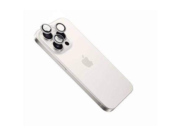 FIXED - Linsebeskytter for mobiltelefon - hvit titan - for Apple iPhone 16 Pro, 16 Pro Max