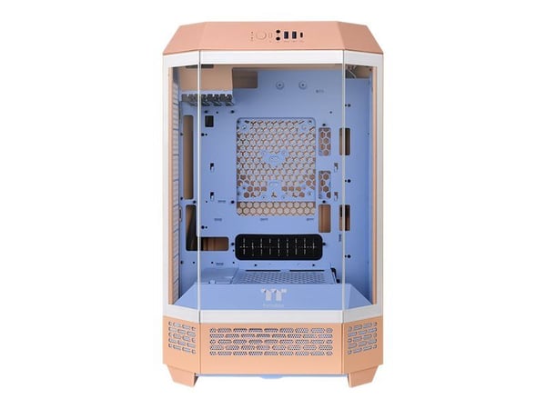 Thermaltake The Tower 300 - Microtower - micro ATX - genomskinlig sidopanel (härdat glas) - ingen strömförsörjning (PS/2) - peach fuzz - USB/ljud