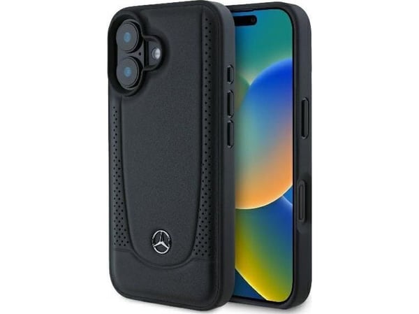 Mercedes lær urban-etuiet for iPhone 16 - Svart