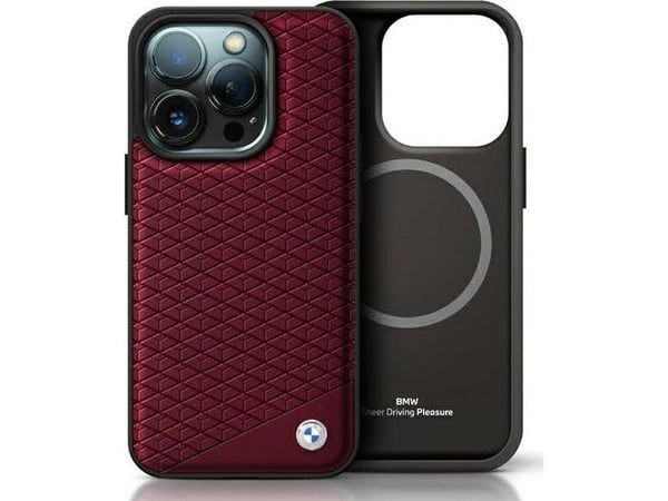 BMW BMHMP16X23RDDR Apple iPhone 16 Pro Max 6.9" rød Sign Leather Diamond Metal Logo MagSafe hardtui/cover