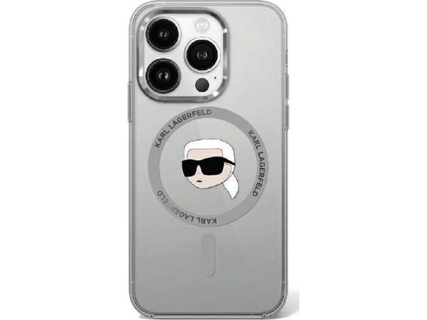 Karl Lagerfeld korkki iPhone 16 6.1" KLHMP16SHLSKIK musta Hardcase IML metalli Karl Head MagSafe