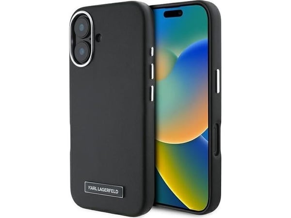 Apple iPhone 16 Plus Karl Lagerfeld FW metallplatta MagSafe (KLHMP16MPGMSRPK) svart mobilskal