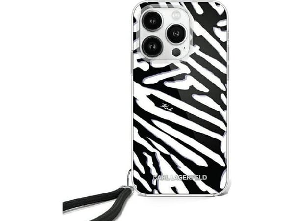 Karl Lagerfeld korkki iPhone 16 6.1 "KLHCP16SHZBPKCCK musta Hardcase IML Zebra kuvio &amp; johto